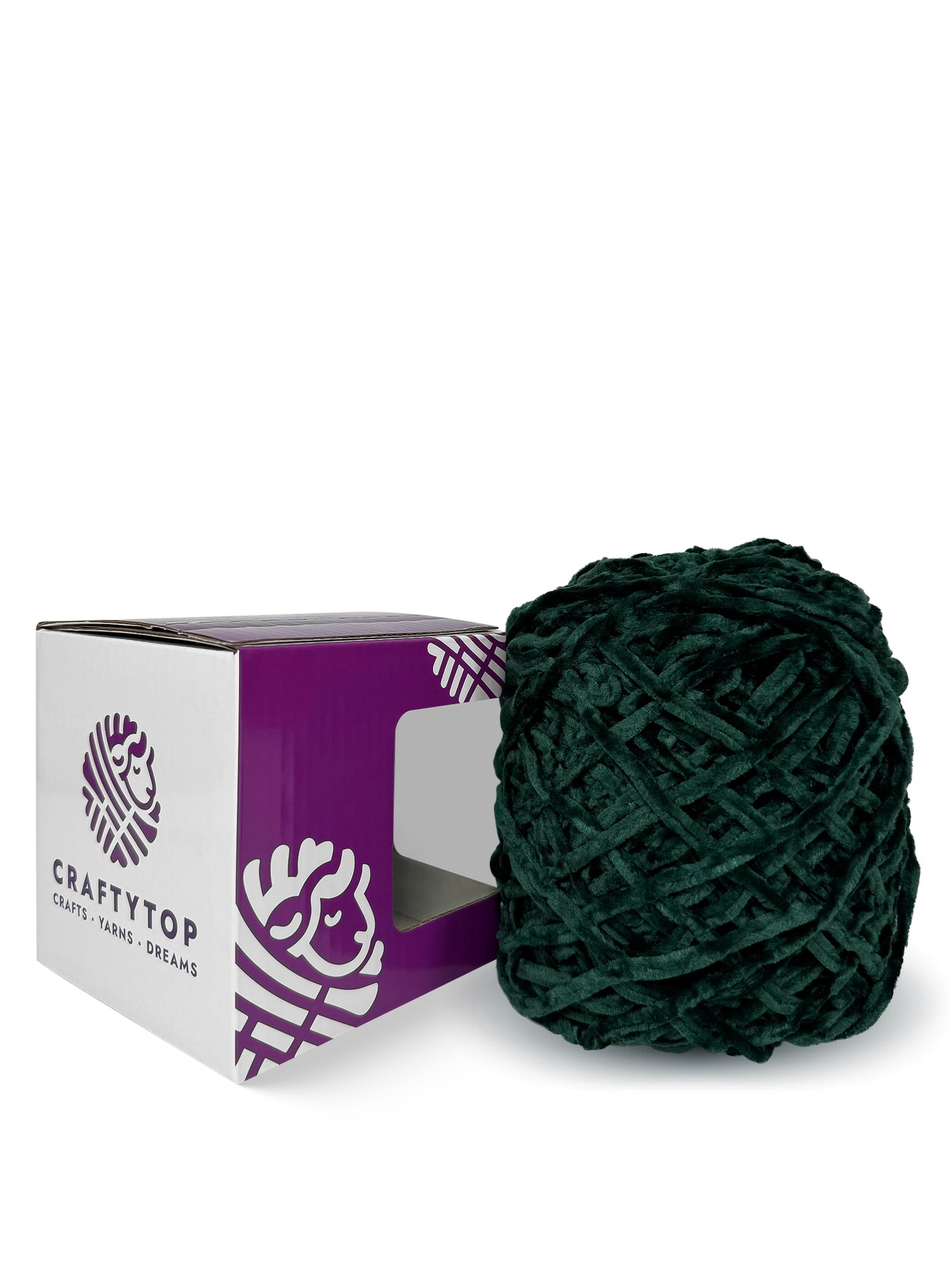 Medium worsted green velvet yarn skein with box – Cosmos Jungle color by Craftytop