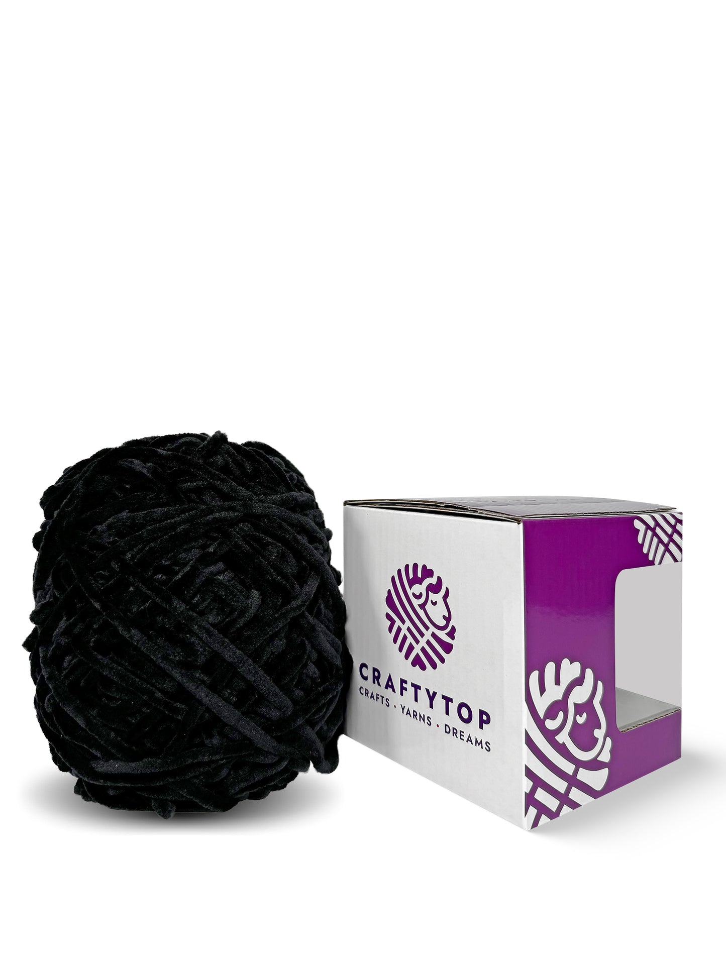 Quantum Black velvet yarn with branded packaging – Craftytop