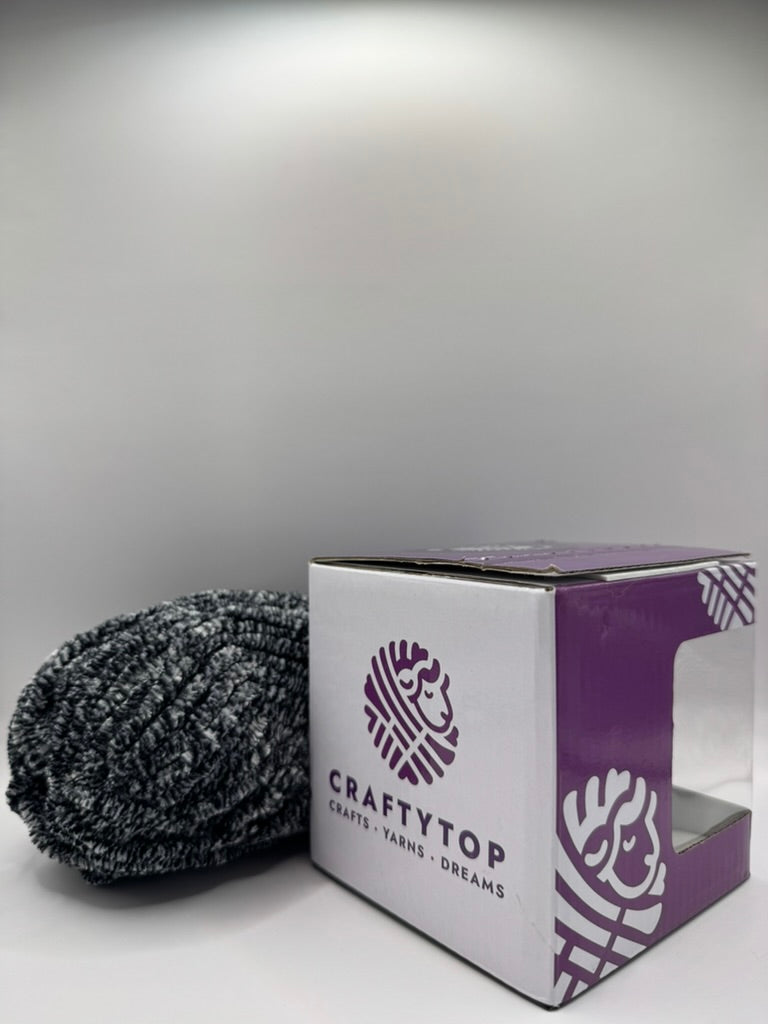 Craftytop™ Synthetic Yarn – Black & White Mix