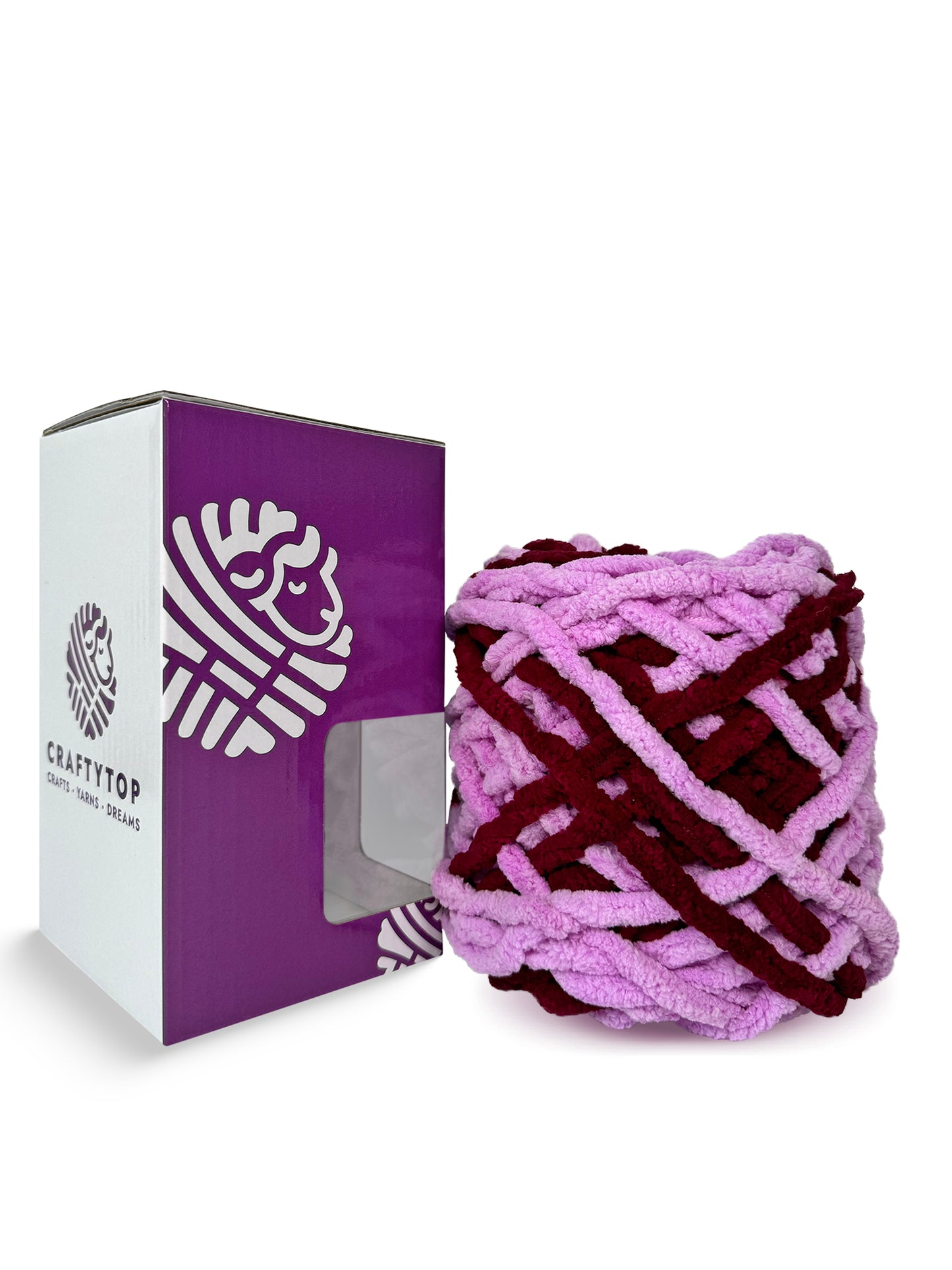 Cherry Blossom, a multicolor yarn skein by Craftytop displayed outside the packaging, suitable for crafting blankets and scarves